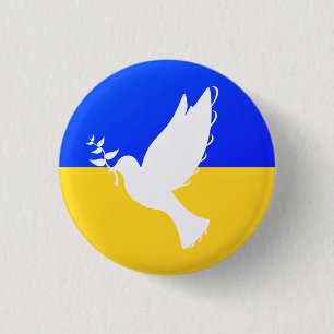 Fredsduva - Ukrainas Flagga - Fredsknapp  Knapp