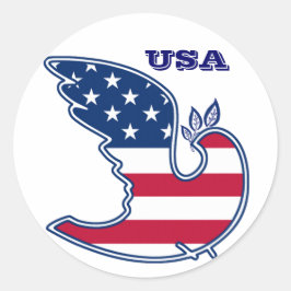 Fredsduva. USA Patriotic Design Runt Klistermärke