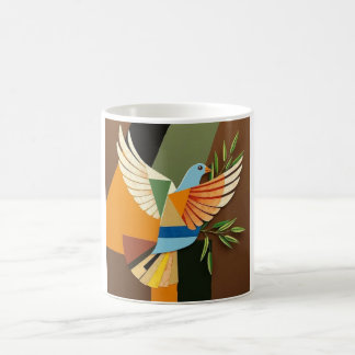 FREDSDUVAN ABSTRAKT GEOMETRISK KAFFEMUGG