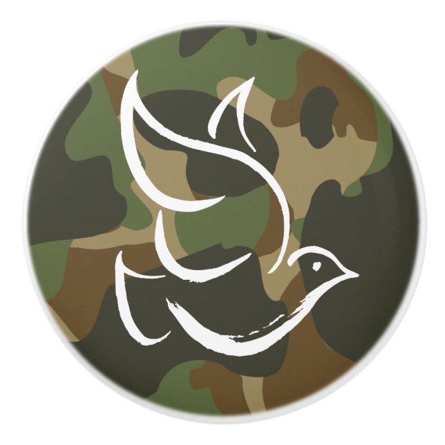 FREDSDUVANS symbol - Hippie Khaki Kamouflage Knopp (Framsidan)