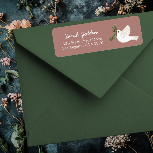 Fredsduvens ANPASSNINGSBAR för julhälsning Returad Returadress Etikett (Peace Dove Christmas Holidays CUSTOM Chic Cute Mailing Return Address Label Sticker
)