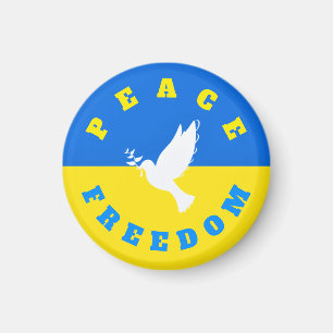 Fredsduvor - Flagga Ukraina - Frihet - fred  Magnet