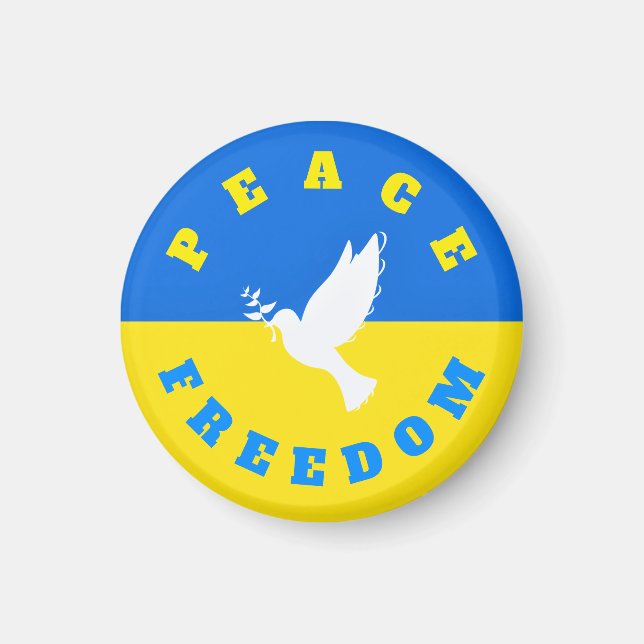 Fredsduvor - Flagga Ukraina - Frihet - fred Magnet (Framsidan)