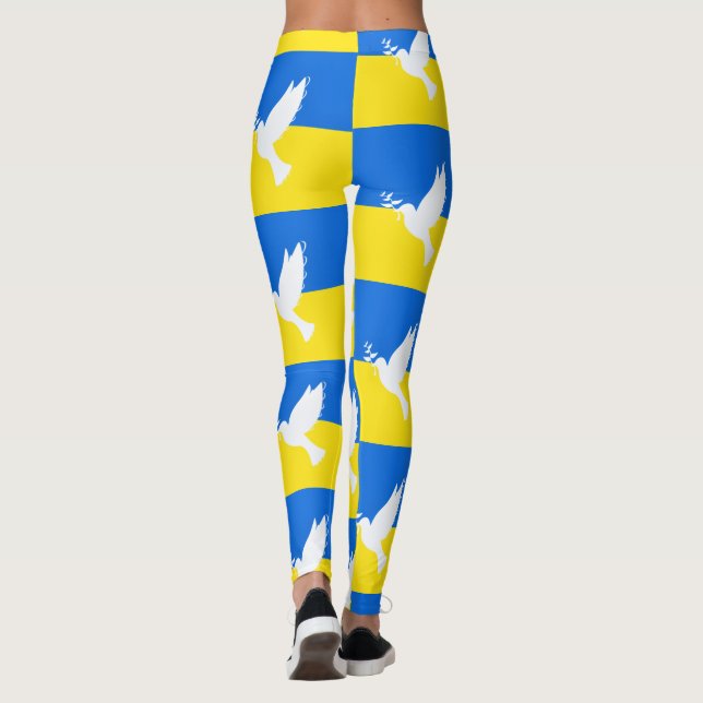 Fredsduvor - Ukrainas Flagga - Fred för Ukraina Leggings (Baksida)