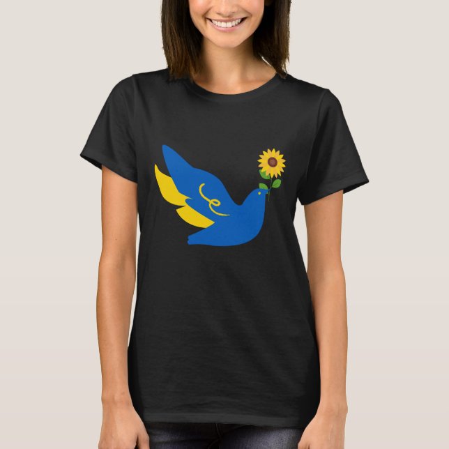 Fredsduvsolrosolja i Ukraina - STAND MED UKRAINA T Shirt (Framsida)