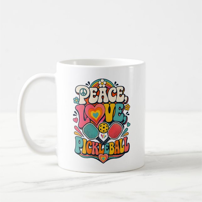 Fredselskande Pickleball Retro Groovy Sport Kaffemugg (Vänster)