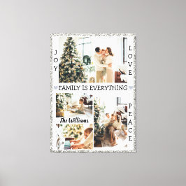 Fredsfamiljen Namn och foto i Silver Glitter Joy K Canvastryck