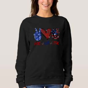 Fredsfiske i Kärlek och fiske i USA flagga Amerika T Shirt