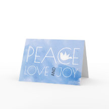 Fredsfoto i kärlek och julfoto med blå vattenfärg