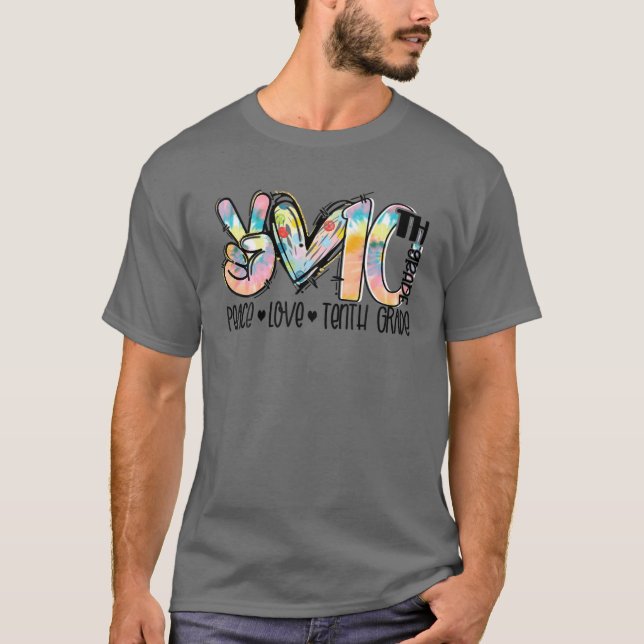 Fredsfreden Kärlek 10:e Klass-slussen Tie-Dye Stud T Shirt (Framsida)