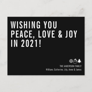 Fredsfrid i Kärlek Joy 2021, svart nyår Helg Vykort