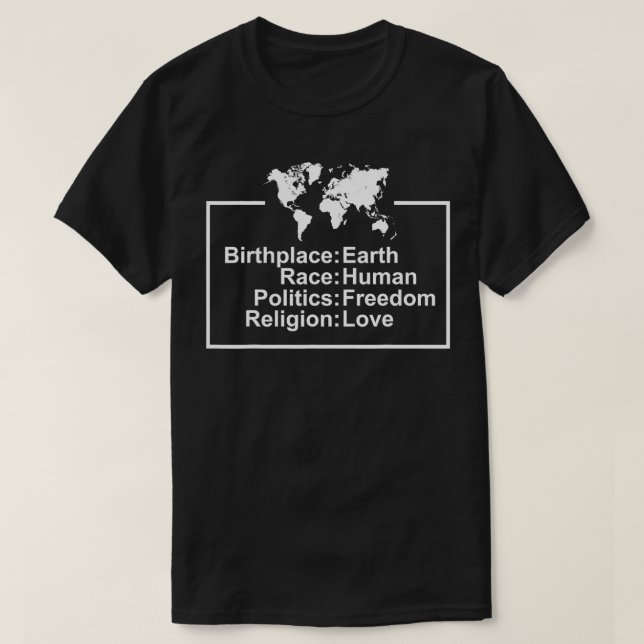 Fredsgif för den mänskliga friheten Kärlek i Tävli T Shirt (Design framsida)