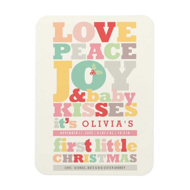 Fredsglädjen Kärlek och Baby Kisses Brev Magnet (Vertikal)