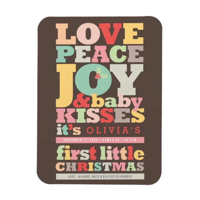 Fredsglädjen Kärlek och Baby Kisses Brev Magnet (Vertikal)