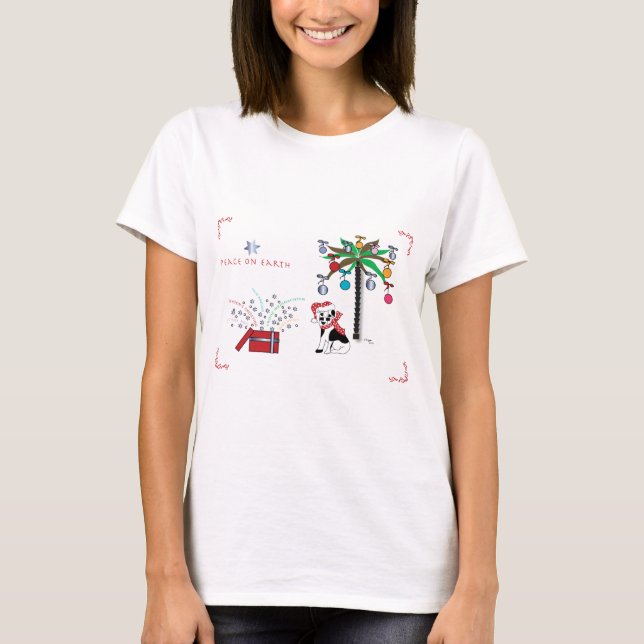 Fredshelgdagar, Handflatan Träd, Hund Tee Shirt (Framsida)