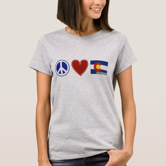 Fredshjärta Colorado Karta Shaped Statlig flagga K Tee Shirt (Framsida)