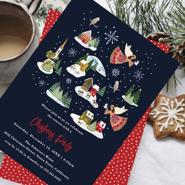Fredsinbjudan till Nordiska julpartiet Julkort (Peace on Earth Nordic Christmas Party Invitation)