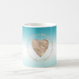 Fredskännlighet i Aqua Ombre Guld Kärlek Kaffemugg