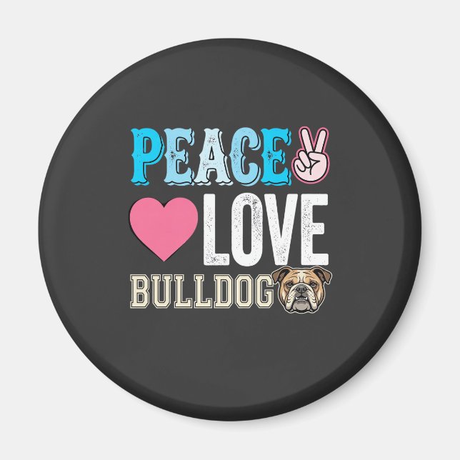 Fredskärlek Bulldogg Vektor Magnet (Framsidan)