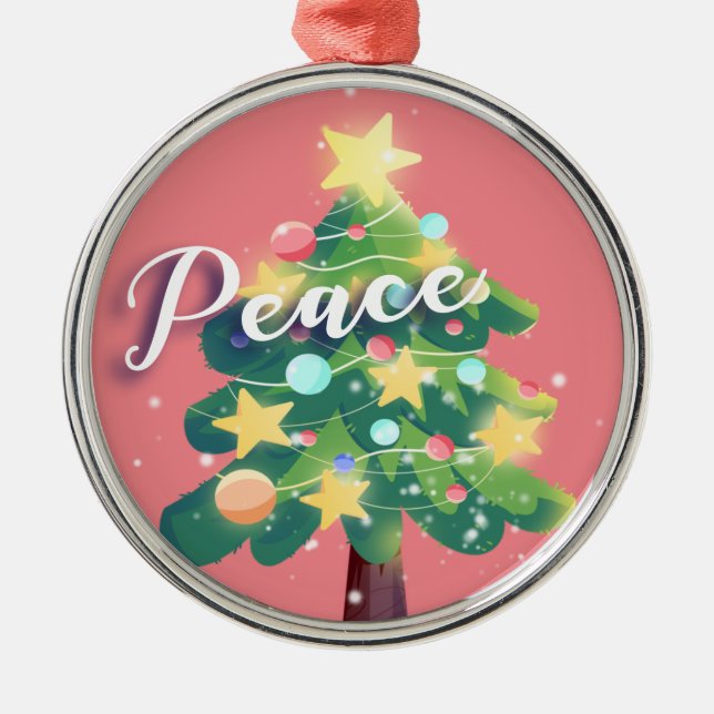 Fredskartongen Julgran Rosa Metall Ornament (Framsidan)