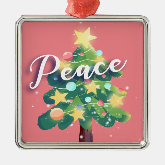 Fredskartongen Julgran Rosa Metall Ornament (Framsidan)