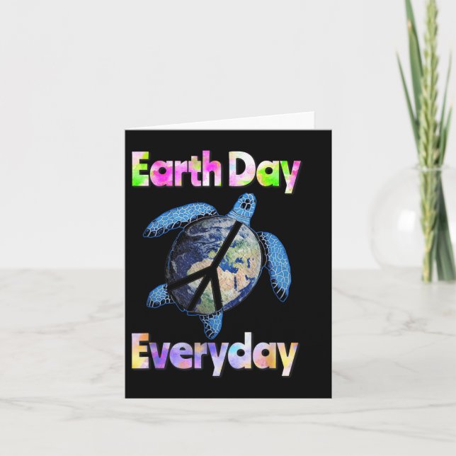 Fredsköldpaddsdagen Varje dag Turtle Watercolor Kort (Framsida)