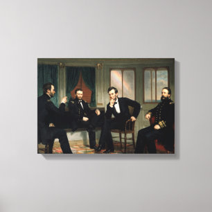 Fredsmäklarna Abraham Lincoln slogg in kanfas Canvastryck
