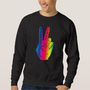 Fredsmästare Underteckna Kärlek Rainbow Hippy Retr Lång Ärmad Tröja
