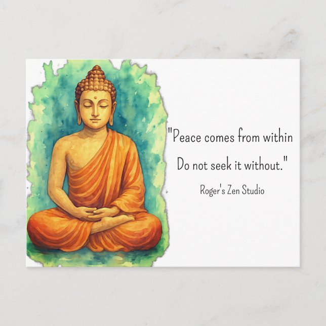 Fredsmeditation Buddha andlighet egenvård  Vykort (Framsida)