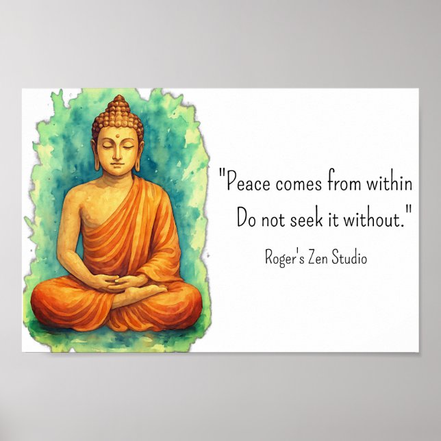 Fredsmeditation Buddha Andlighet Självomsorg  Poster (Framsidan)