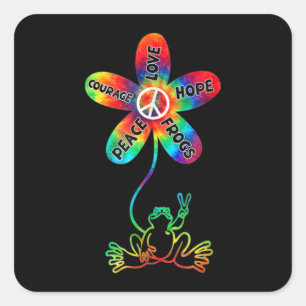 Fredsmod Kärlek Hope Frogs Hippie Fyrkantigt Klistermärke