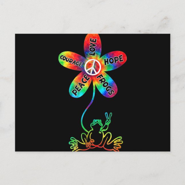Fredsmod Kärlek Hope Frogs Hippie Helg Vykort (Framsida)