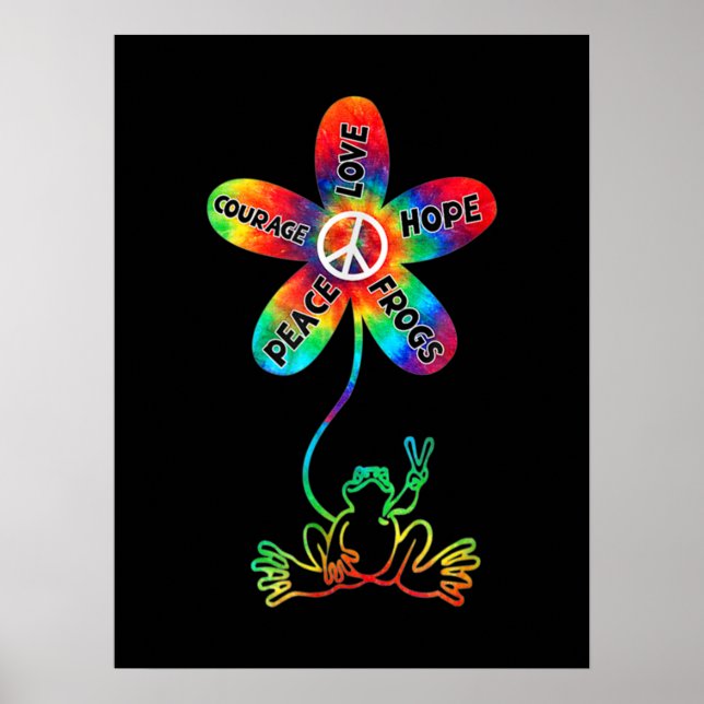 Fredsmod Kärlek Hope Frogs Hippie Poster (Framsidan)