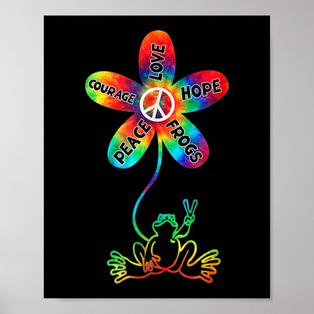 Fredsmod Kärlek Hope Frogs Hippie Poster (Framsidan)