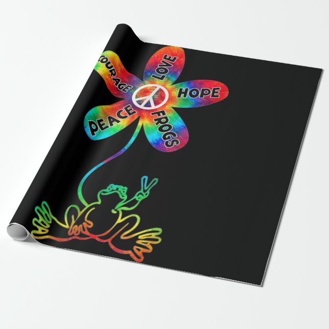 Fredsmod Kärlek Hope Frogs Hippie Presentpapper (Utrullad)