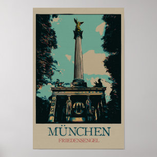 Fredsmonument Angel, München, Tyskland Poster