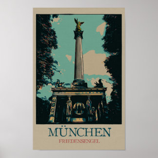 Fredsmonument Angel, München, Tyskland Poster