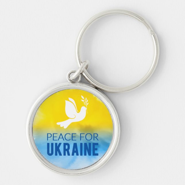 Fredsprocessen i Ukrainas runda nyckelkedja Rund Silverfärgad Nyckelring (Framsidan)