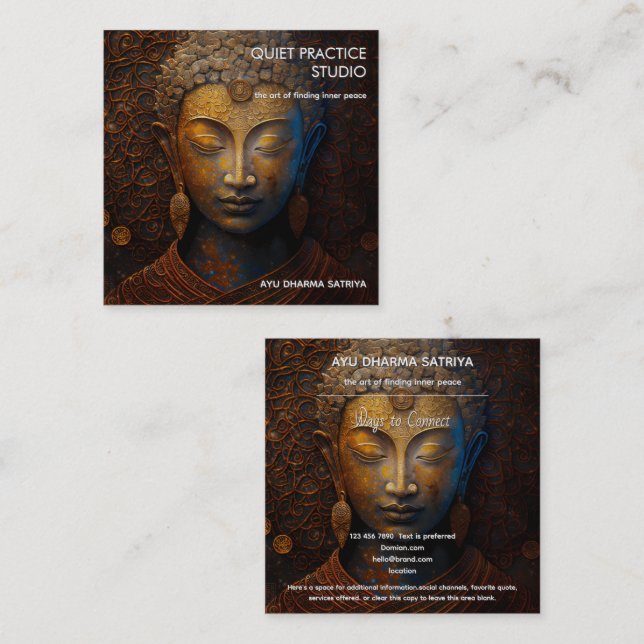 FREDSPROCESSEN | MEDITATIONS PORTRÄTT FYRKANTIGT VISITKORT (Fram/baksida)