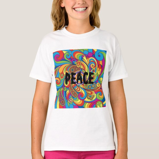 Fredsretro stil t shirt (Framsida)