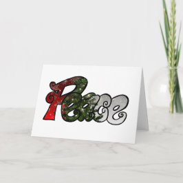 Fredsröd grönt silver julgran kort