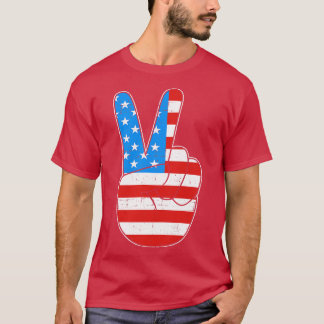 Fredsskylt med USA USA för 4 juli T Shirt