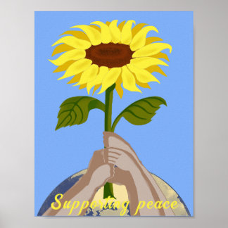 Fredssolrosfärgad i Ukraina "blå gult" Poster