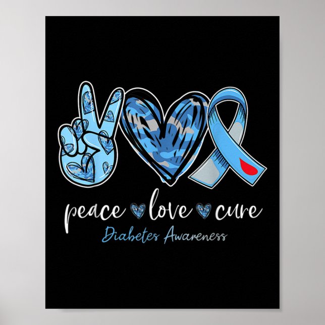 Fredsstiftsbrickan i Kärlek Cure Blue Ribbon Diabe Poster (Framsidan)