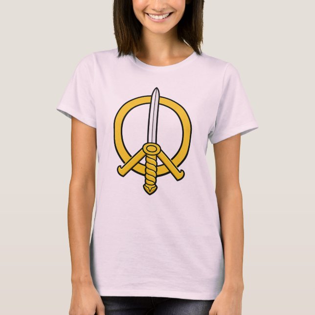 Fredssvärd Emblem - Medeltida Fredssymbol Logotyp T Shirt (Framsida)