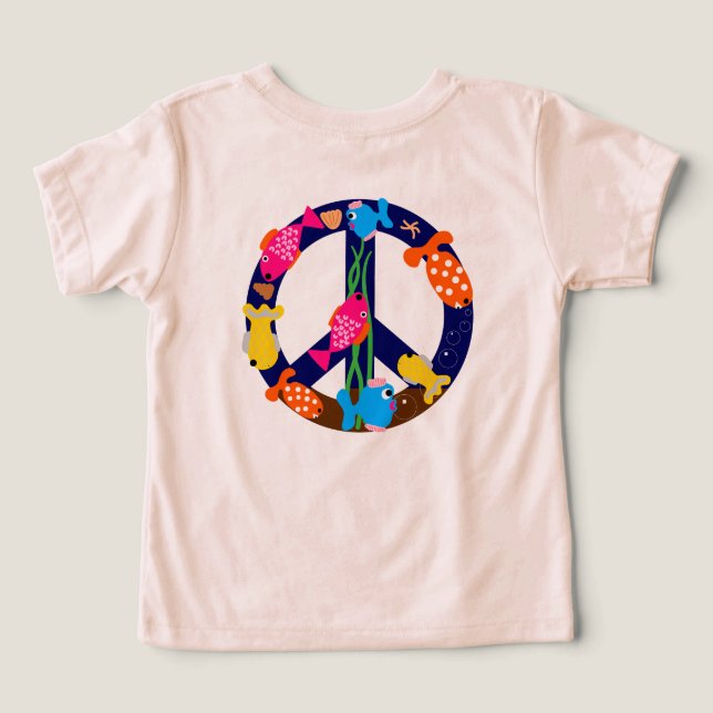 Fredssymbol Fiskar T Shirt (Design Baksida)