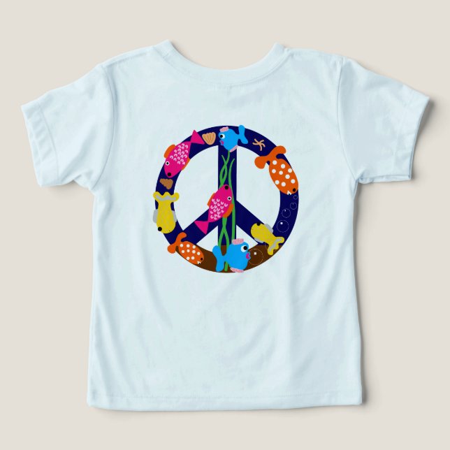 Fredssymbol Fiskar T Shirt (Design Baksida)