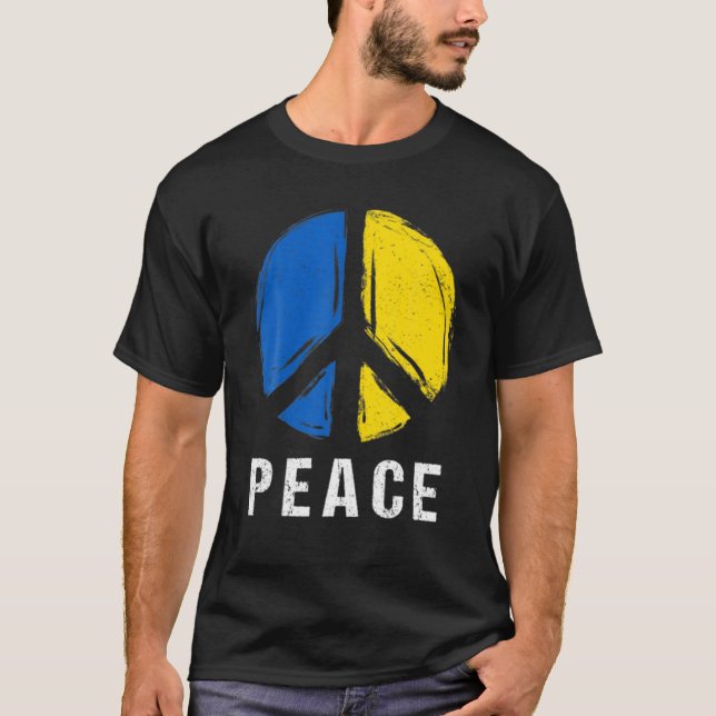 Fredssymbol för Ukraina Flagga - Fred för Ukraina  T Shirt (Framsida)