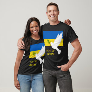 Fredssymbol för Ukraina i Flagga Vita Dove T Shirt