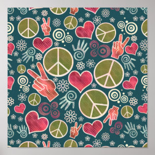 Fredssymbol Hipster Pacifism - signaturutkast Poster